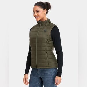 Ororo Women’s Quilted Women's Vest, Size Large, Green, BATTERY NOT INCLUDED